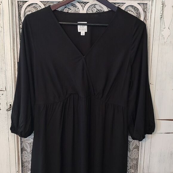 Brand New Gap Size Small Maternity Wrap Style V-Neck Black 100% Rayon Midi Dress - Picture 5 of 9